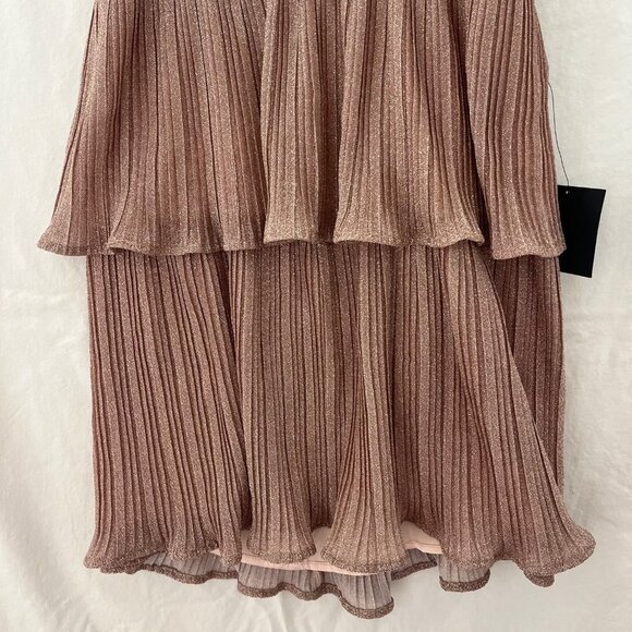 LULU’S Sweetest Soirée Blush Metallic Pleated Open Back Mini Dress, Size XL, NWT - Picture 5 of 8